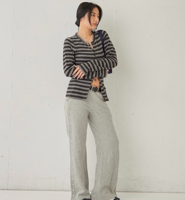  「STUDDED SWEAT MIDI FLARE PANTS」|チノ|