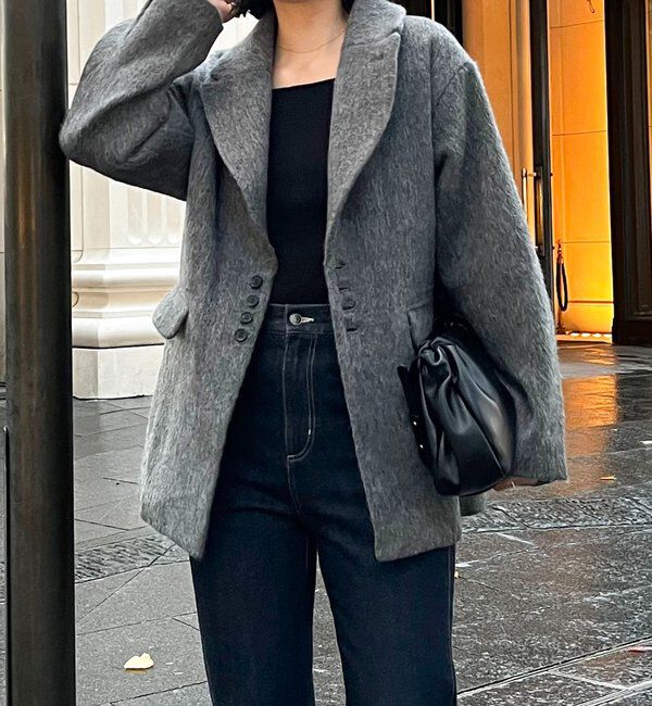  「【サイズ展開あり】シャギーウールコート」|その他|グレー