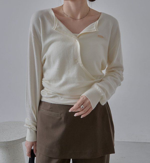  「カーディガン風アシメニット」|ニット・セーター|オフホワイト
