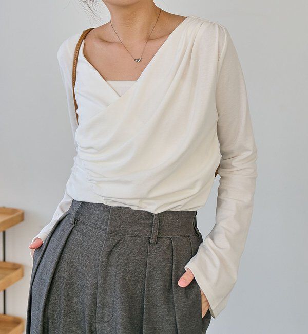  「ドレープアシメネックT」|Tシャツ・カットソー|