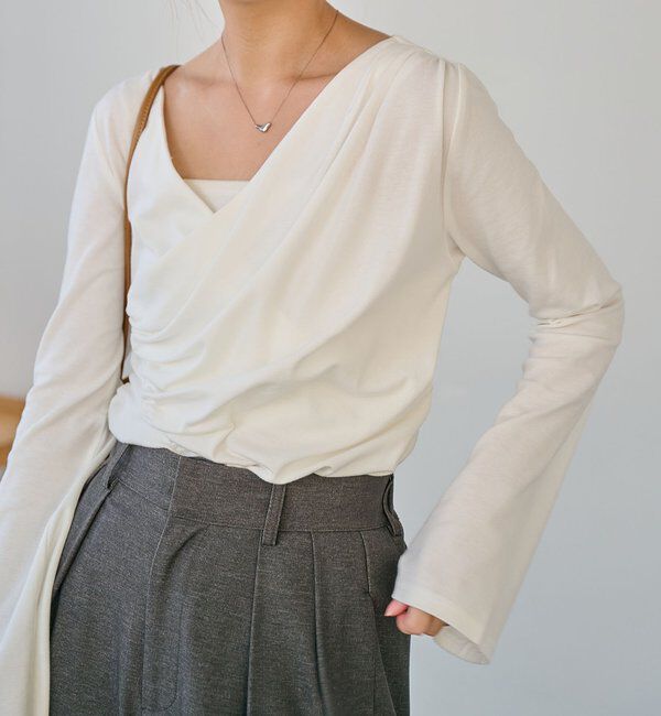  「ドレープアシメネックT」|Tシャツ・カットソー|