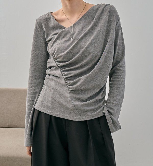  「ドレープアシメネックT」|Tシャツ・カットソー|