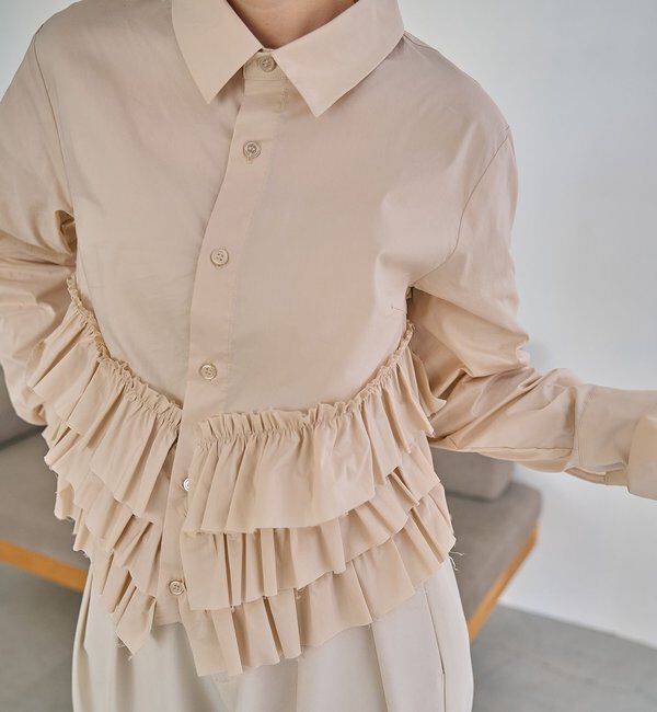  「裾フリルシャツ」|シャツ・ブラウス|ベージュ