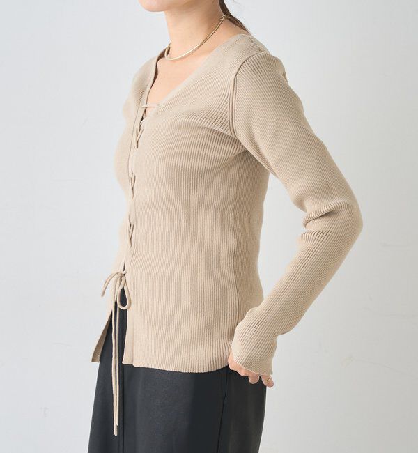  「【前後２WAY仕様】レースアップニット」|パーカー|