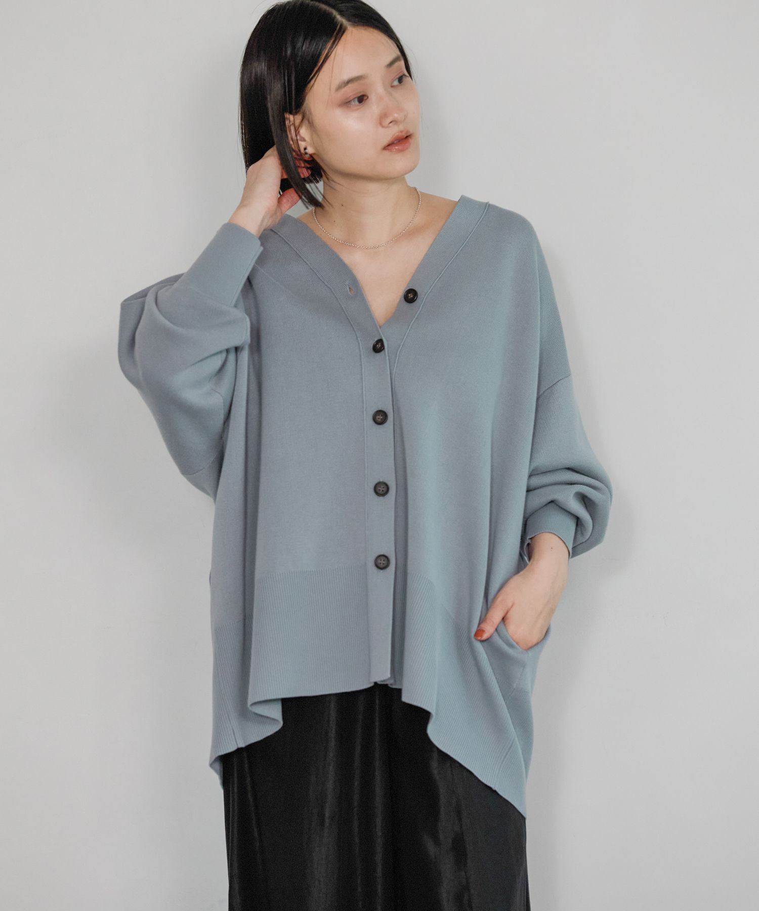 A part by 「スポンジニットBIGカーディガン」|ニット・セーター|ブルー２