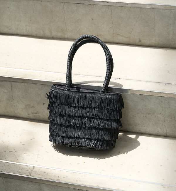 Rouge vif「【一部店舗限定】フリンジミニカゴ バック」|かごバッグ|ブラック