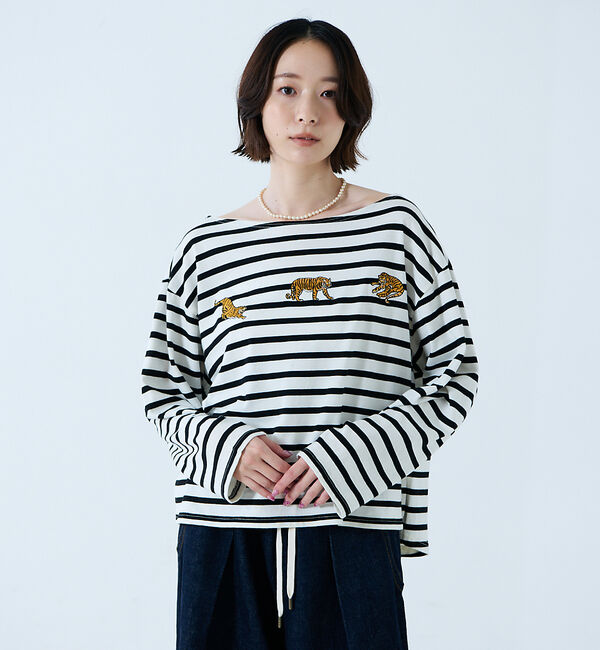 Rouge vif「【JOHNBULL/ジョンブル】タイガー刺繍プルオーバー / バスクシャツ /」|Tシャツ・カットソー|