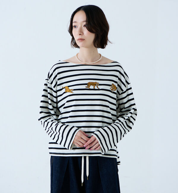 Rouge vif「【JOHNBULL/ジョンブル】タイガー刺繍プルオーバー / バスクシャツ /」|Tシャツ・カットソー|