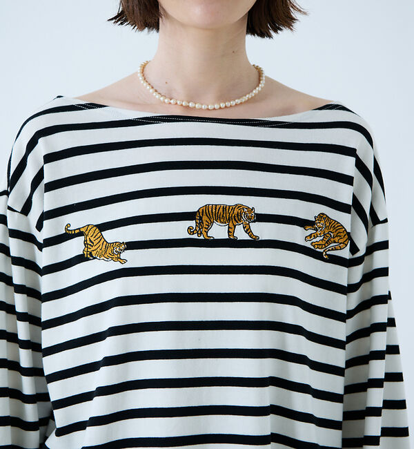 Rouge vif「【JOHNBULL/ジョンブル】タイガー刺繍プルオーバー / バスクシャツ /」|Tシャツ・カットソー|