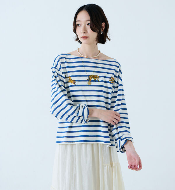 Rouge vif「【JOHNBULL/ジョンブル】タイガー刺繍プルオーバー / バスクシャツ /」|Tシャツ・カットソー|