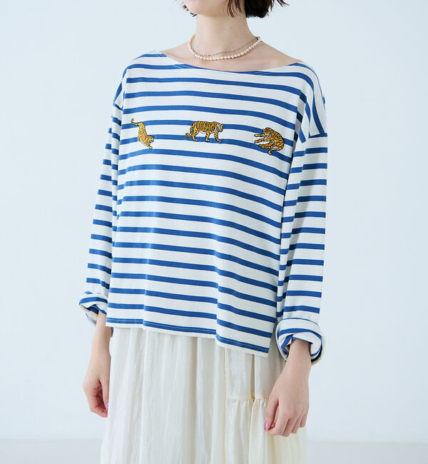 Rouge vif「【JOHNBULL/ジョンブル】タイガー刺繍プルオーバー / バスクシャツ /」|Tシャツ・カットソー|
