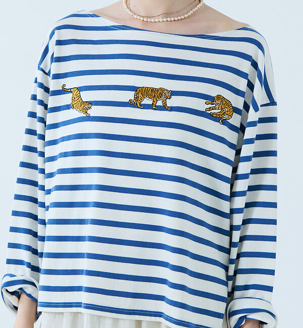 Rouge vif「【JOHNBULL/ジョンブル】タイガー刺繍プルオーバー / バスクシャツ /」|Tシャツ・カットソー|