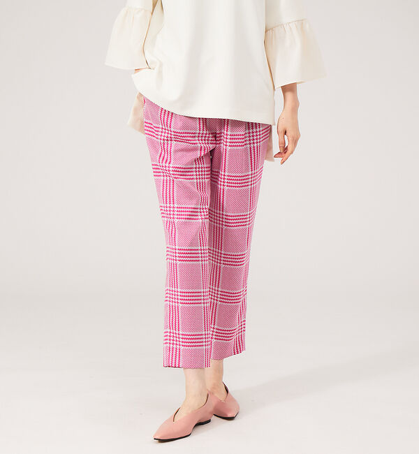 qualite「ビッグチェックドロストパンツ」|その他|ピンク