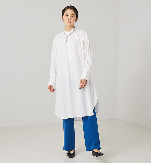 qualite「スタンドカラーシャツワンピース」|ワンピース|