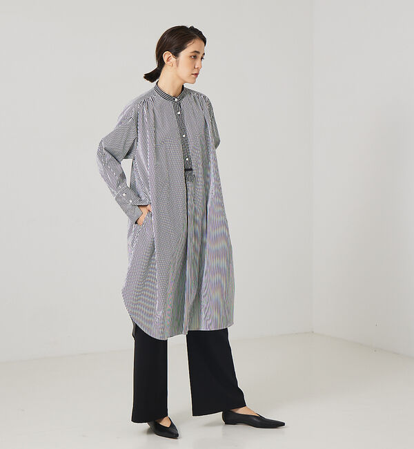 qualite「スタンドカラーシャツワンピース」|ワンピース|