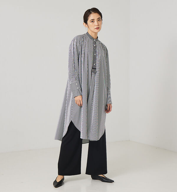 qualite「スタンドカラーシャツワンピース」|ワンピース|