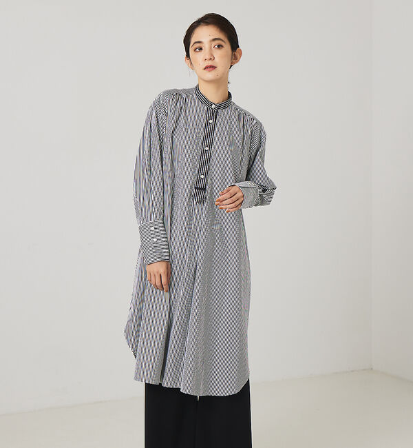 qualite「スタンドカラーシャツワンピース」|ワンピース|