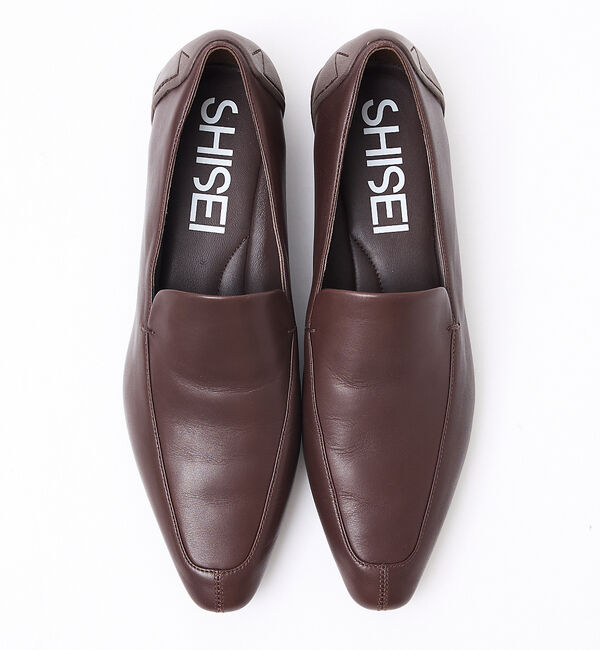 qualite「【SHISEI】MM CHISEL TOE SLIPON ソフトローファー」|ローファー|チョコ