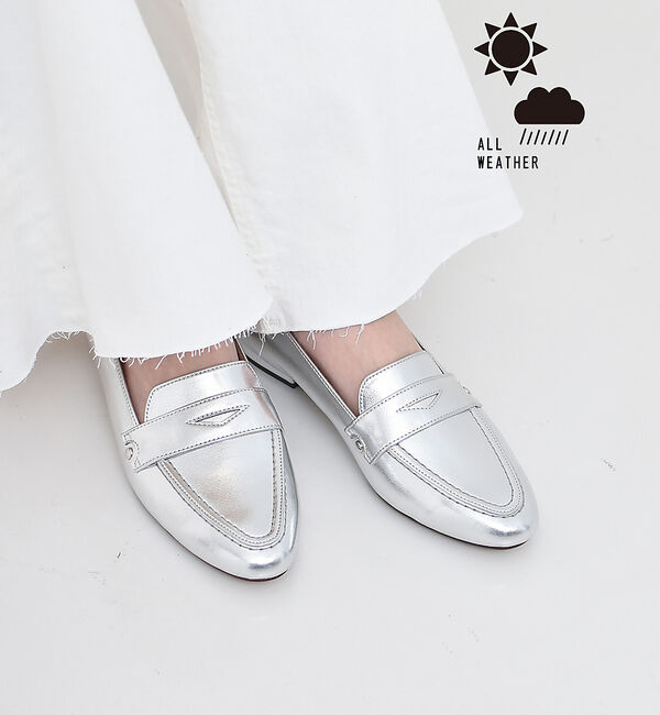 AU BANNISTER「【晴雨兼用】生活防水ローファー」|レインシューズ|シルバー