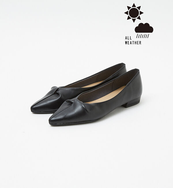 AU BANNISTER「【晴雨兼用】ツイストフラットパンプス」|レインシューズ|ブラック