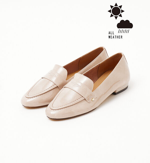 AU BANNISTER「【晴雨兼用】生活防水ローファー」|レインシューズ|ピンクベージュ