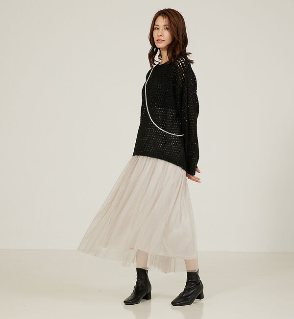 abahouse mavie「メッシュスパンコールニット」|ニット・セーター|