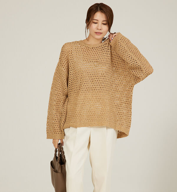 abahouse mavie「メッシュスパンコールニット」|ニット・セーター|