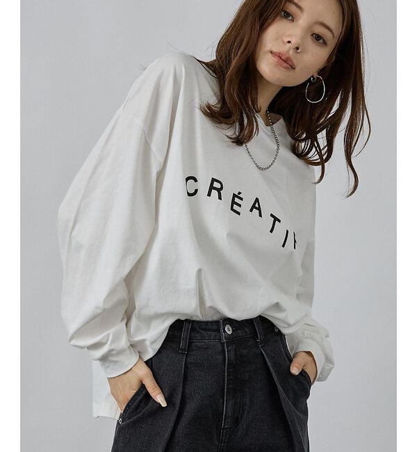 abahouse mavie「オーバーサイズロゴロンT」|Tシャツ・カットソー|ホワイト系その他1