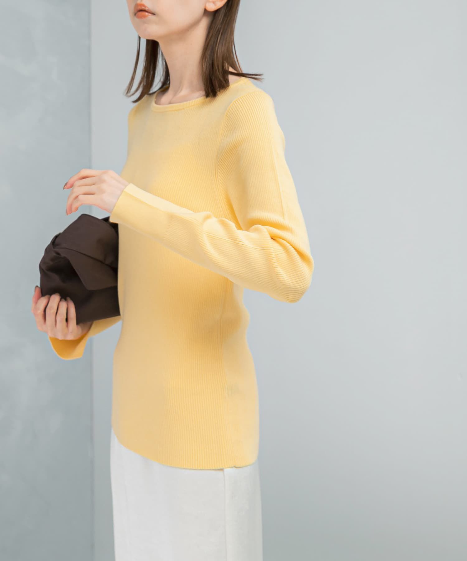 URBAN RESEARCH ROSSO「シルク混スリットスリーブリブニット」|ニット・セーター|イエロー