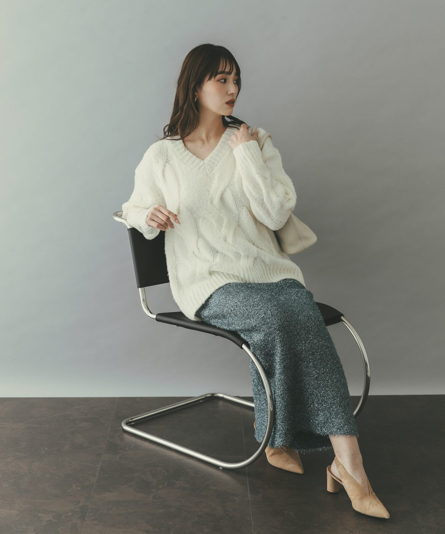 URBAN RESEARCH ROSSO「ラメシャギーニットスカート」|スカート|ブルー系その他