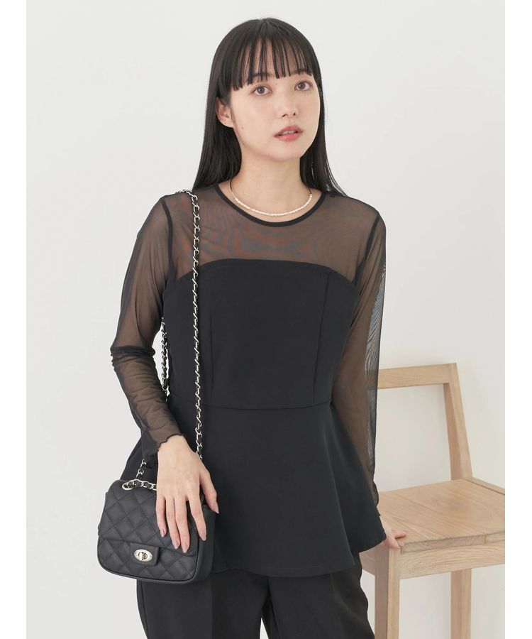 earth music&ecology「胸元シアーペプラムブラウス」|シャツ・ブラウス|