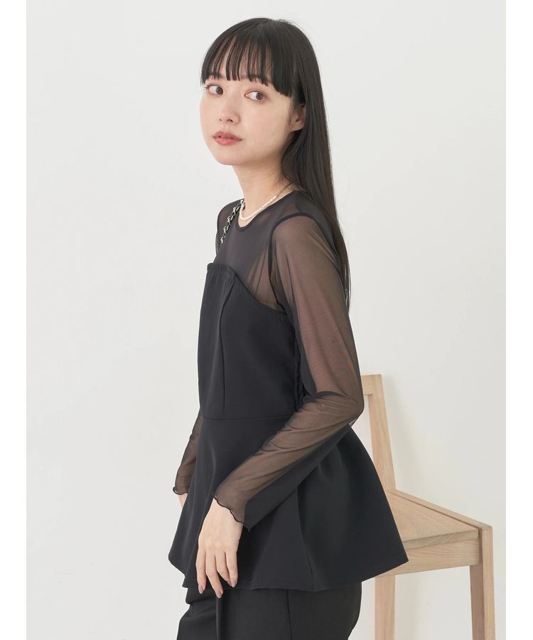 earth music&ecology「胸元シアーペプラムブラウス」|シャツ・ブラウス|