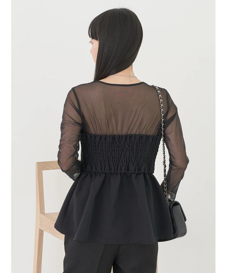 earth music&ecology「胸元シアーペプラムブラウス」|シャツ・ブラウス|