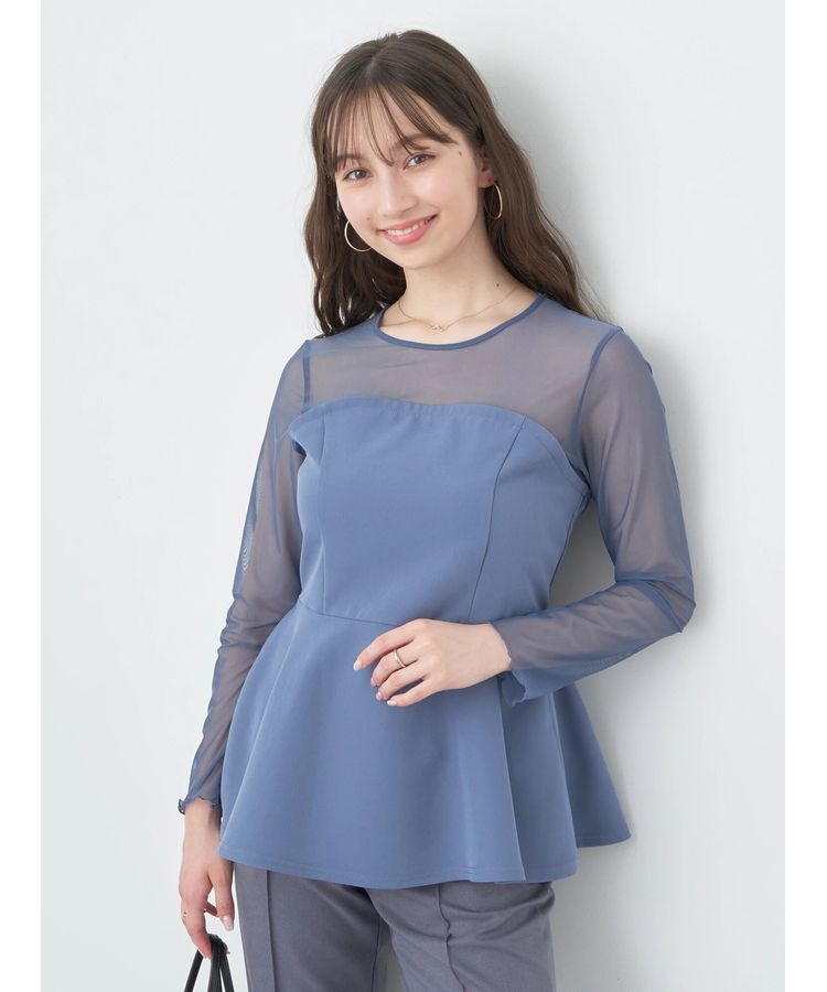 earth music&ecology「胸元シアーペプラムブラウス」|シャツ・ブラウス|