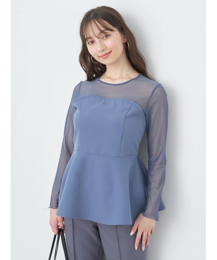 earth music&ecology「胸元シアーペプラムブラウス」|シャツ・ブラウス|