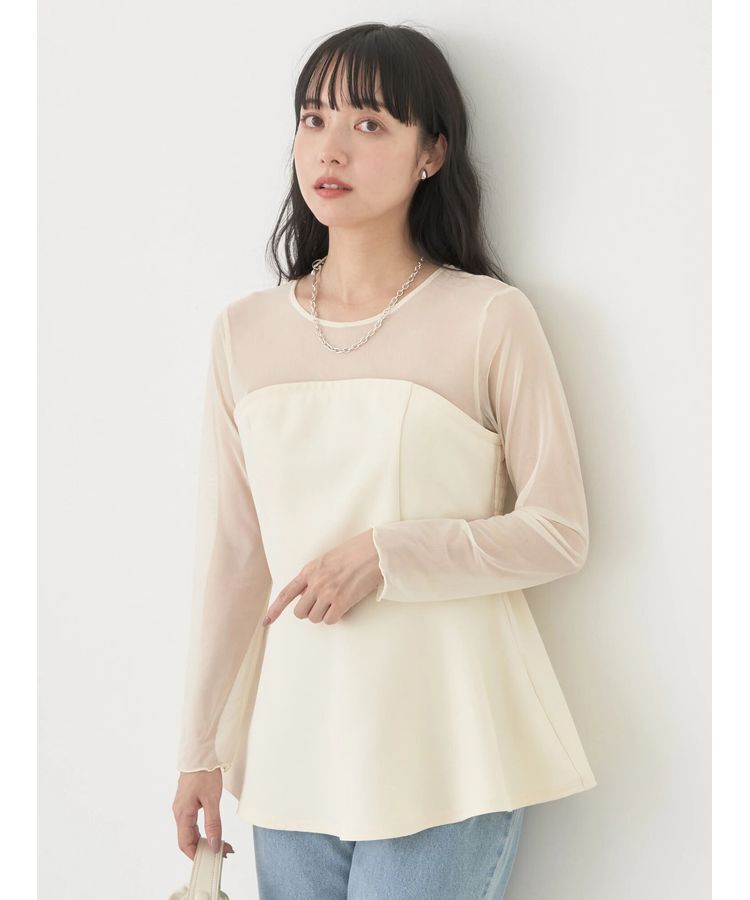 earth music&ecology「胸元シアーペプラムブラウス」|シャツ・ブラウス|