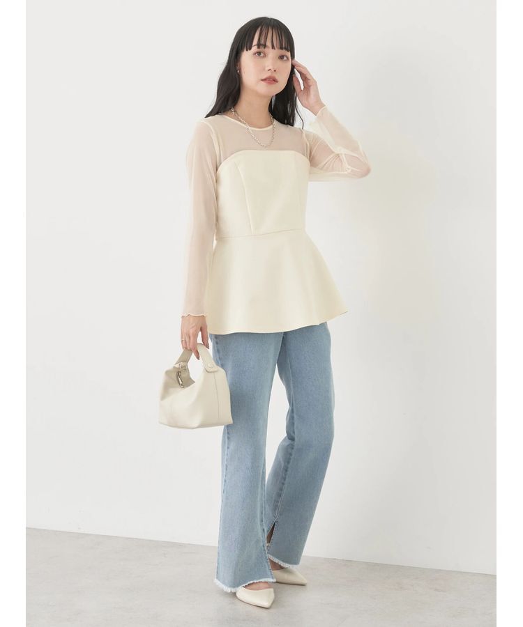 earth music&ecology「胸元シアーペプラムブラウス」|シャツ・ブラウス|