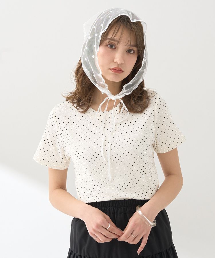 earth music&ecology「ドットレースバブーシュカ」|バンダナ・スカーフ|