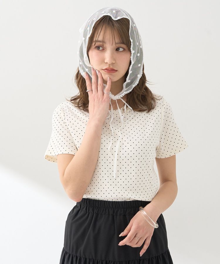 earth music&ecology「ドットレースバブーシュカ」|バンダナ・スカーフ|