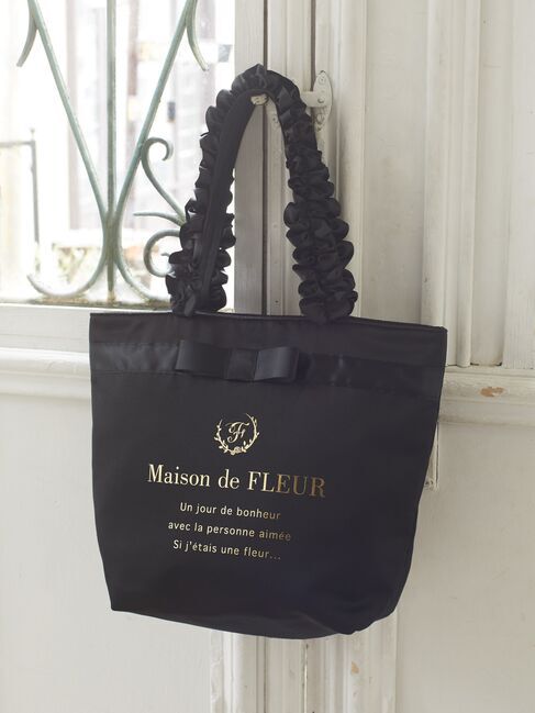 Maison de FLEUR「ブランドロゴフリルハンドルトートMバッグ」|トートバッグ|ブラック