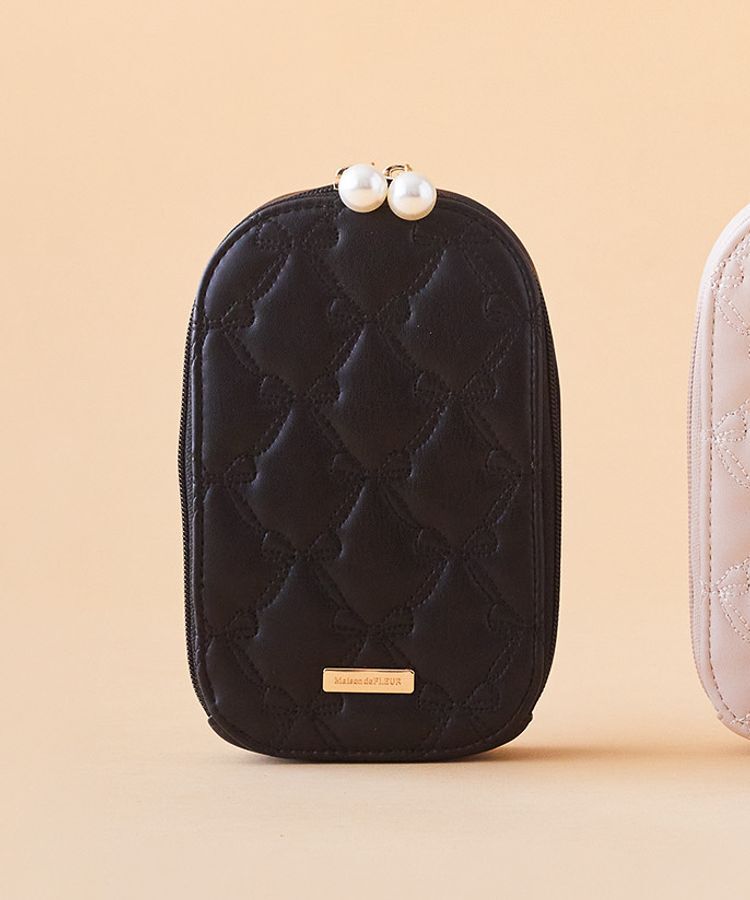 Maison de FLEUR「あこがれのリボンキルティングミニショルダーバッグ」|ショルダー・メッセンジャー|ブラック