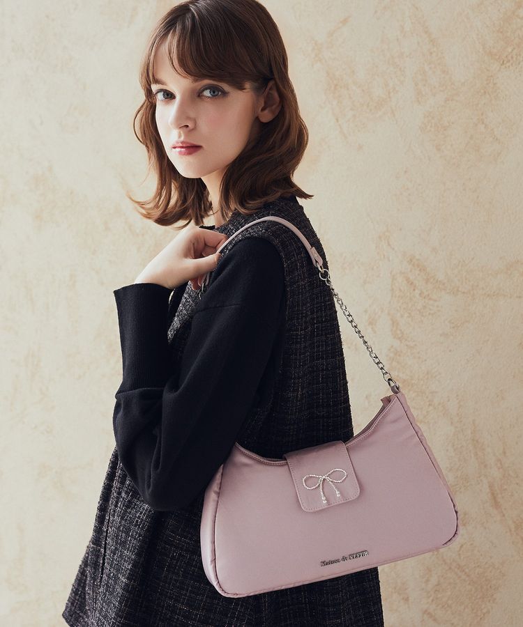 Maison de FLEUR「ビジューリボンハンドバッグ」|ハンドバッグ|ピンク