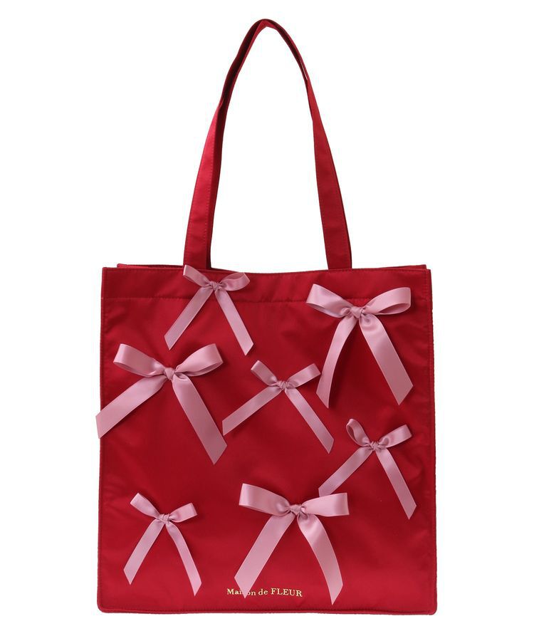 Maison de FLEUR「リボンサテンスクエアトートバッグ」|トートバッグ|