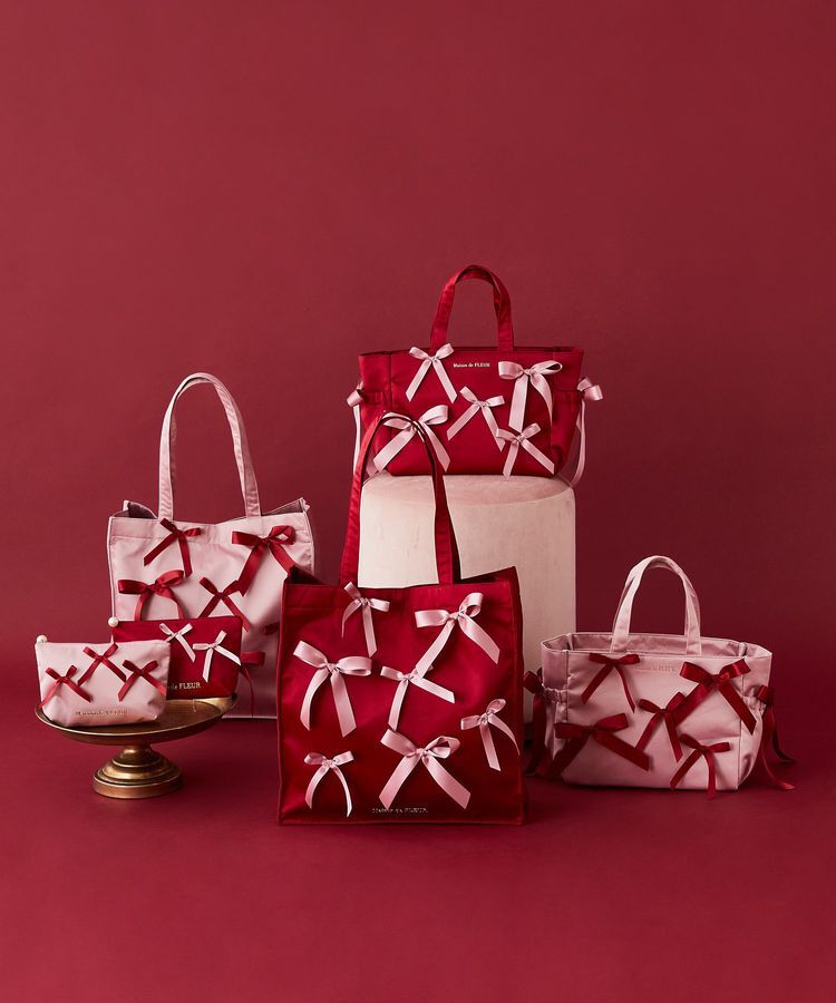 Maison de FLEUR「リボンサテンスクエアトートバッグ」|トートバッグ|