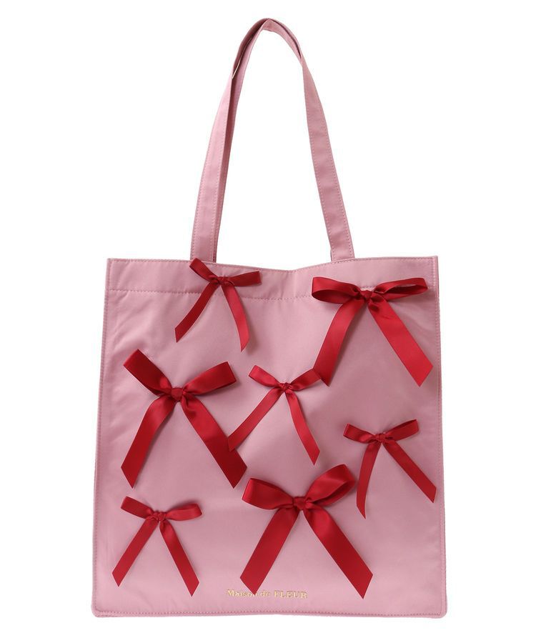 Maison de FLEUR「リボンサテンスクエアトートバッグ」|トートバッグ|