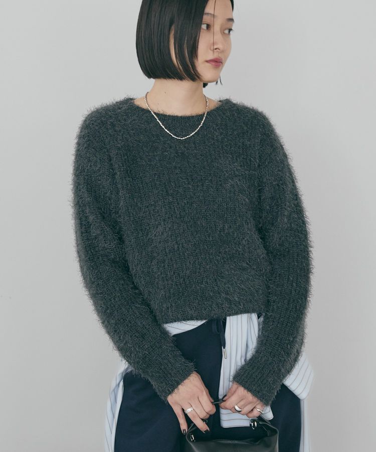 AMERICAN HOLIC「【WEB限定】フェザーゆるニットプルオーバー」|ニット・セーター|Charcoal Gray