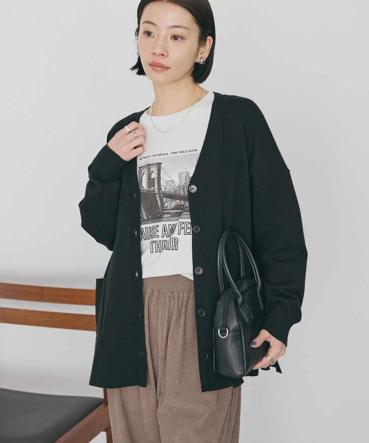 AMERICAN HOLIC「【WEB限定】バイパチVネックルーズカーディガン＜静電気軽減＞」|カーディガン|