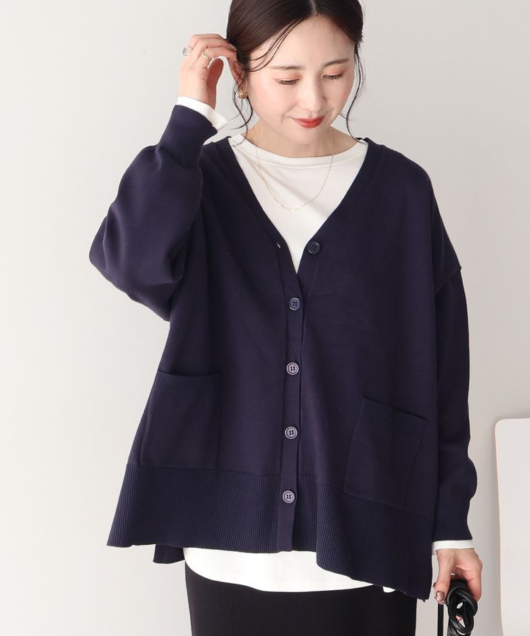 AMERICAN HOLIC「【WEB限定】バイパチVネックルーズカーディガン＜静電気軽減＞」|カーディガン|Navy