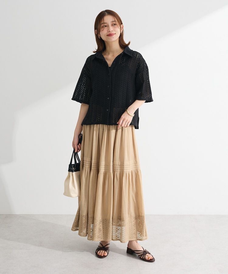 Green Parks「インド綿 裾レースティアードスカート」|スカート|