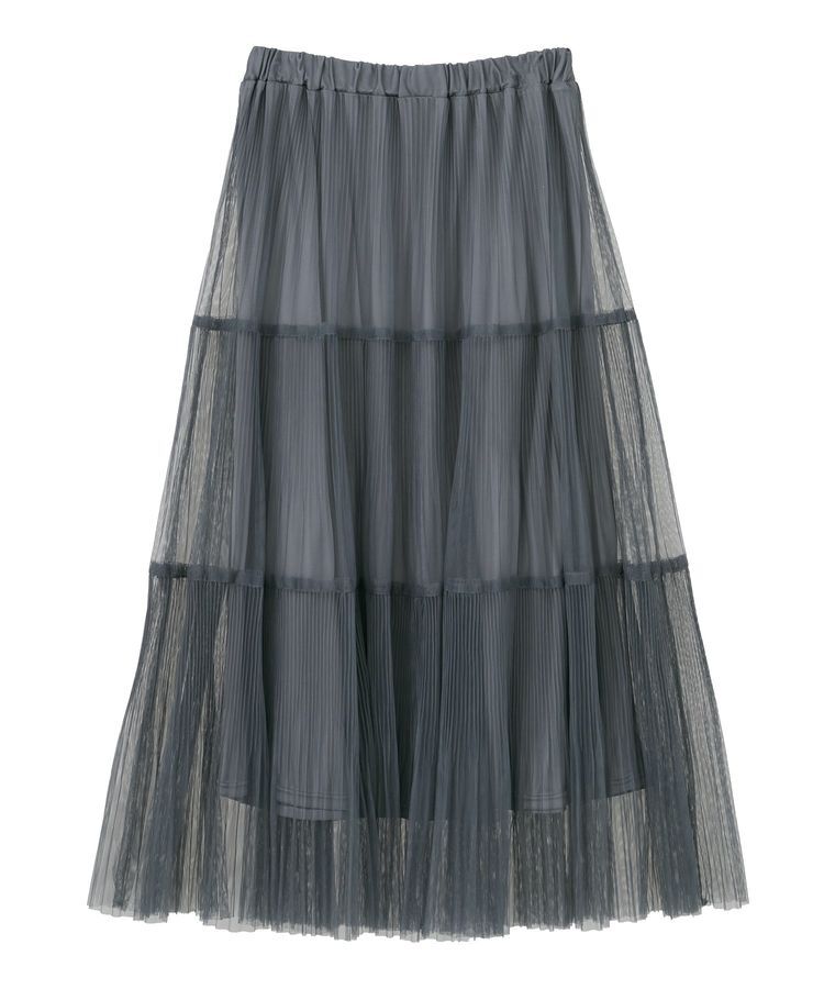 Green Parks「チュールプリーツティアードスカート」|スカート|Gray